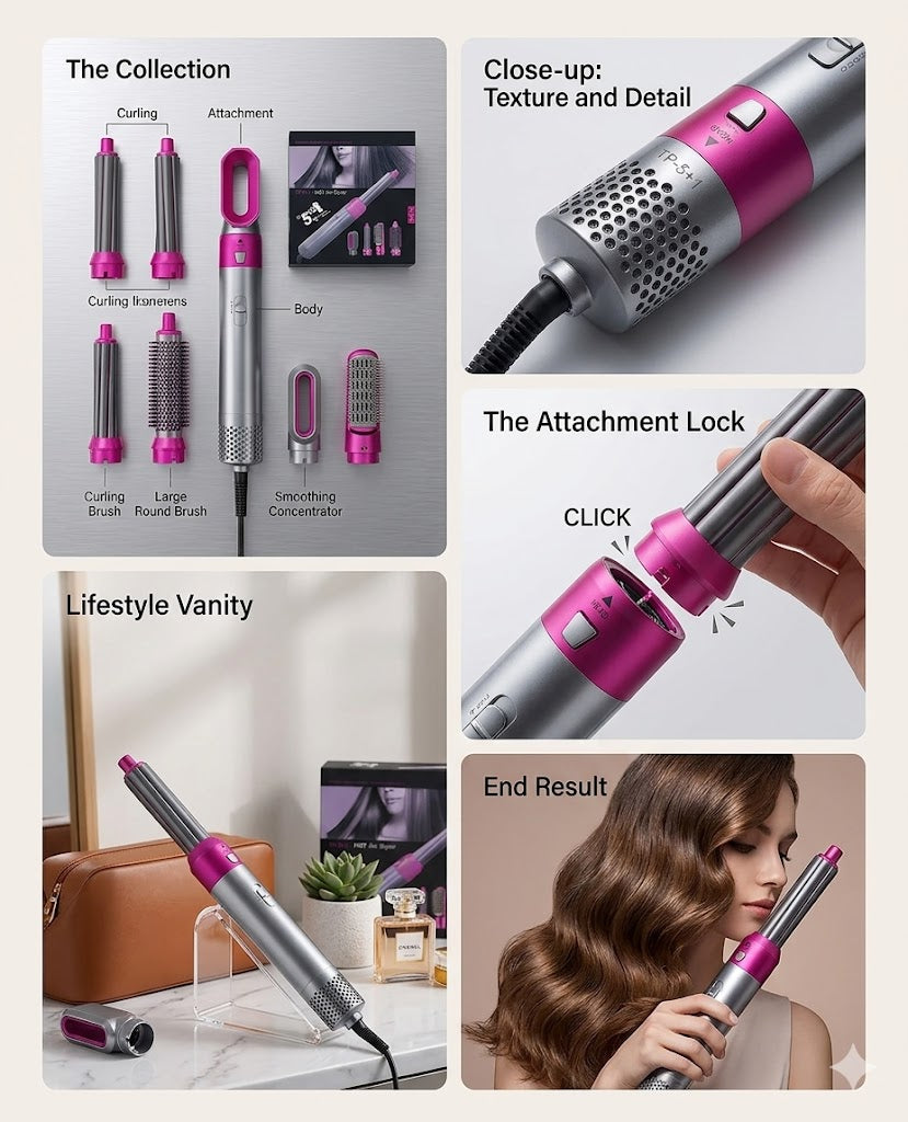 5 in 1 Hot Air Brush Hair Styler.